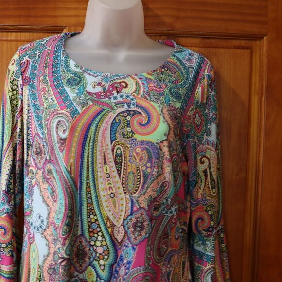 Tommy Hilfiger Y2K Floral Paisley Mini Dress 6 - Bell Sleeve A-Line Vintage - Picture 4 of 13
